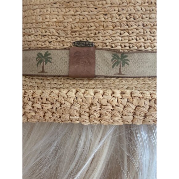 SCALA Wide Brim Straw Raffia Safari Hat S/M Unisex Palm Trees Pineapple Hat - Picture 9 of 15